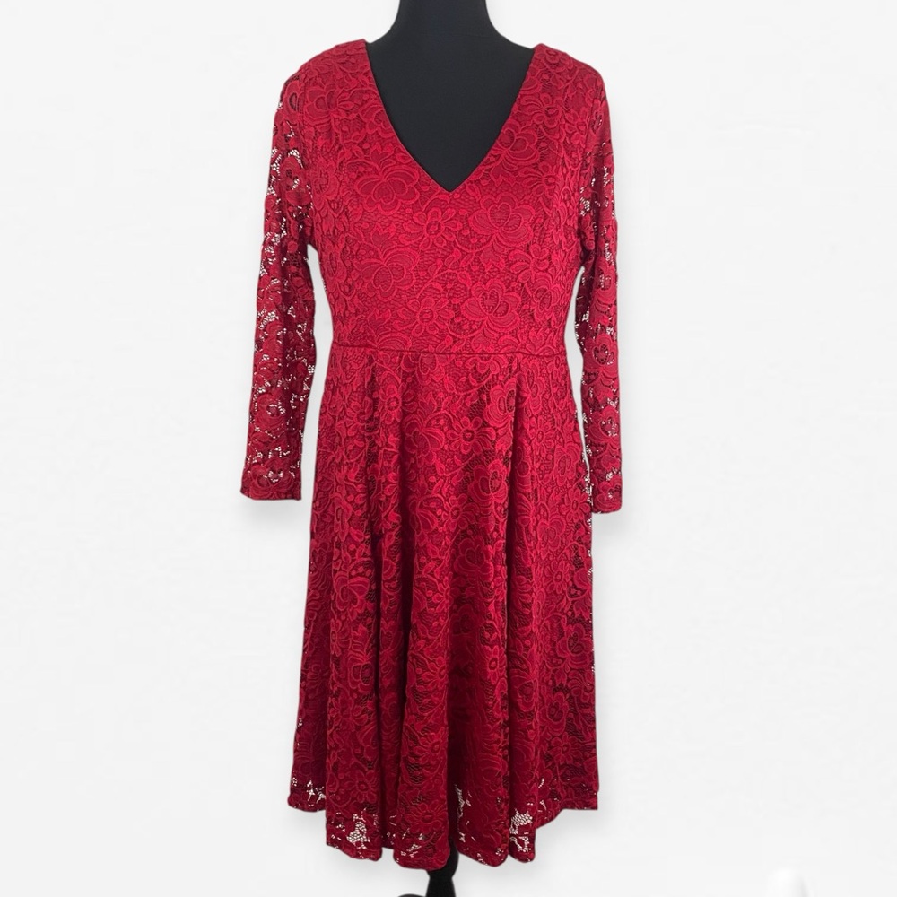 Torrid Red Long Sleeve Lace Stretch Dress plus size 00